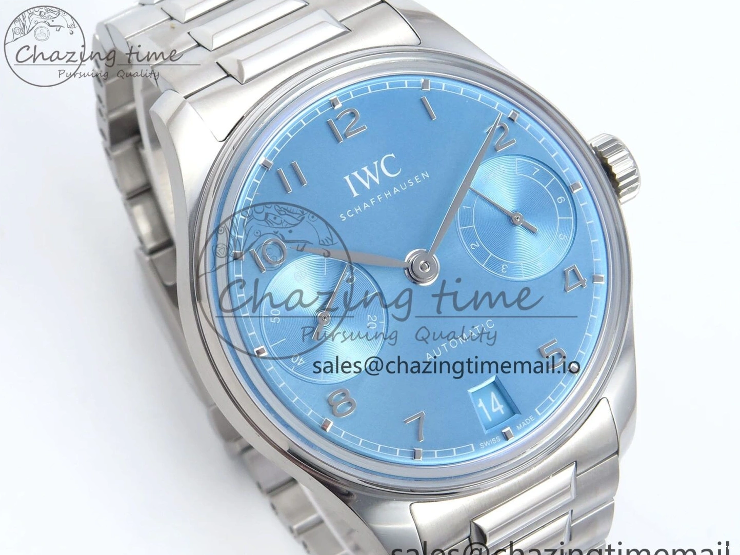 MIROTIME 0506 FashionForward Portugieser Auto IWC0562D APSF 1:1 Best Edition Light Blue Dial on SS Bracelet A 6994